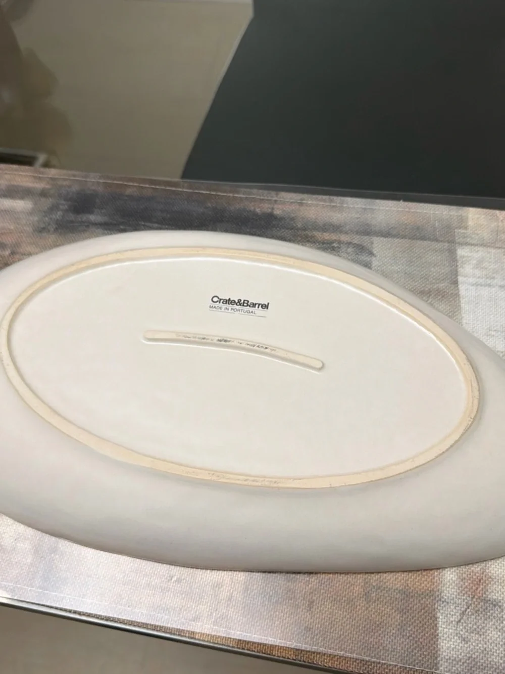 Crate&Barrel White & Black Logo Ceramic Piece